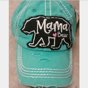 🌟Last one!🌟 Mama Bear ♡ Distressed Teal Hat NWT